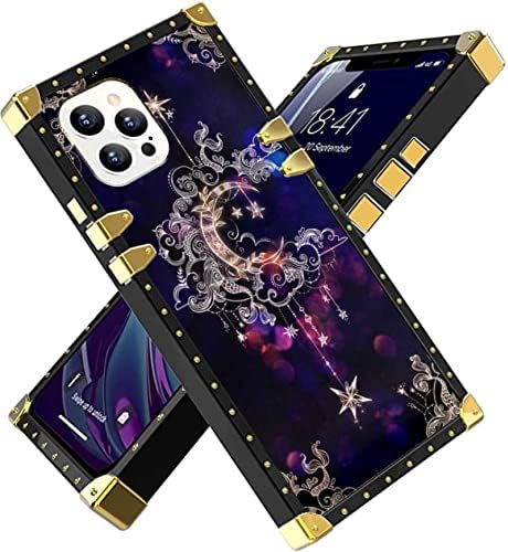 Kompatibilan sa iPhoneom 13 Pro Square Call, Cresent Misteriozni Mjesec Stars Nebeski cvjetni luksuzni ukras za iPhone Case Girls