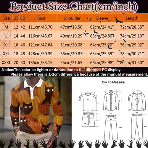 XXBR Halloween Polo majice za muške, smiješne grafičke skeletne kostur s dugim rukavima Bumpkin Henley gumba Slim Fit mišićna majica
