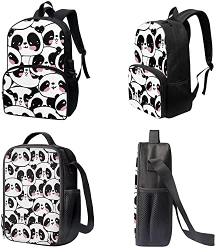 Suobstales Funny Panda ruksak za ispis za teen Girls Lightweight College školska torba za knjige s torbom za ručak i ruksake za laptop
