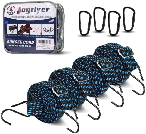 Jogtlyer Bungee Cord, podesivi bungee kabeli na otvorenom, 80 ravni bungee kaiševi za elastičnosti od lateksa s metalnim kopčom za podešavanje, prtljaga elastično uže za kuke -4 * plava