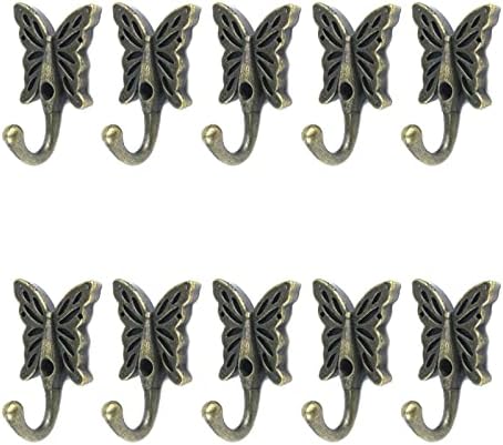 HEVSTIL 10PACK Zidni vješalici brončani kukentinski vješalice Leptir s uzorkom kuke leptir Hunder Hanger sa vijcima za viseće odjeće