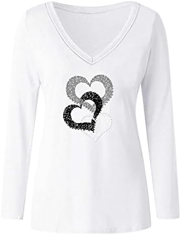 Majica Bijela bluza za žene Ljeto jesen 2023. odjeća modna pamučna pamuka s dugim rukavima V izrez grafički ručak majica 0E 0E s