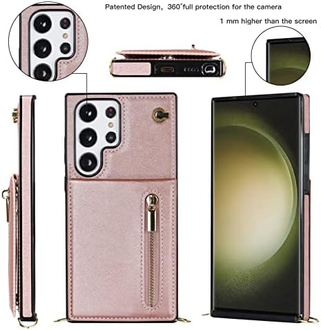 Jaorty Crossbody torbica za novčanik za Samsung Galaxy S23 Ultra 5G futrola sa držačem za kartice kožna Pu Flip Cover odvojiva podesiva