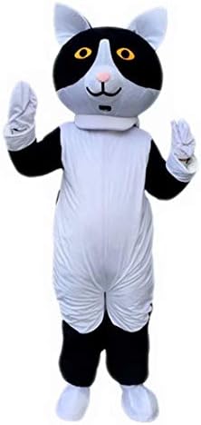 Crno bijelo Cat Cartoon kostim maskota pliša sa maskom za odrasle Cosplay Party Halloween prerušiti se