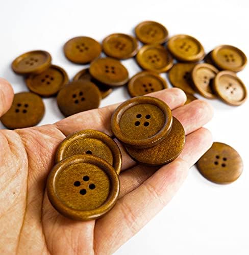 30 kom, drveni gumbi od 30 mm, 1,18 inča premium tipke za šivanje zanatske odjeće, smeđe boje, prirodni kesten napravljen, krug 4