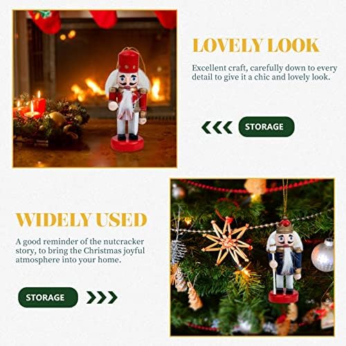 Didiseaon 4kom Božić Nutcracker Ornament Set drvena Nutcracker viseći ornament figure drveni kralj i vojnik Nutcracker za Božić Tree