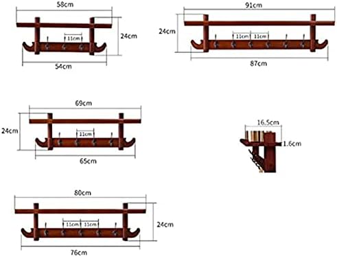 SCLICS CATL stalak Zidni nosač kaputa, drveni kaput nosač zidna polica sa 3/4/5/6 kuka za kupatilo, spavaću sobu, kuhinju, dnevni