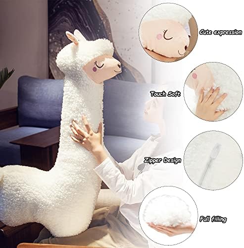Deaboat 40 Giant Alpaca Plish jastuk Llama Punjene životinjske igračke Llama Dugo tijelo Plusheie Početna Dekor za djevojke Djeca