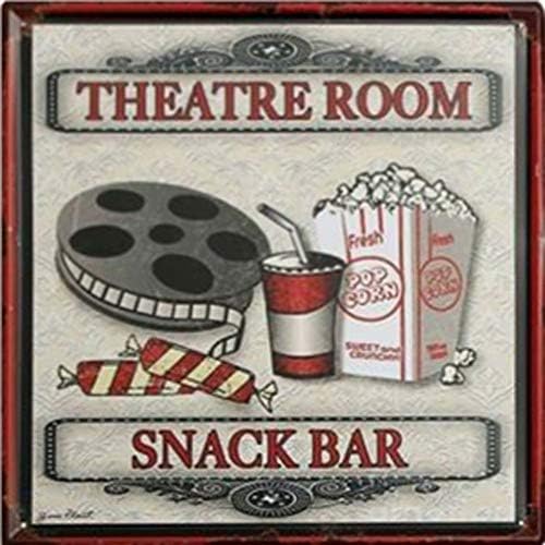 Yomia kazališna soba Snack bar Vintage Metal Tin znakovi kino poster pab bar Dekor umjetno zidna plaka 11.8x11.8inch
