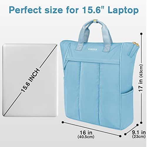 Jorepek Puffy Tote torba za žene, 15.6 inčni ruksak za konvertibilan tote vodootporan, lagani računarski ruksak za laptop casual dan