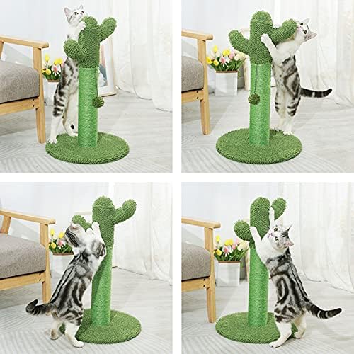 Ikuso mačji stub za grebanje,Cactus mačka grebalica sa interaktivnom Visećom loptom & prirodni Sisal užad, visoka stabilnost i robusnost