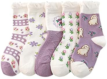 Miashui Wine Tube Socks Dječje čarape Jesen Zima Nova crtana Slatka ljubičasta zec životinje Komforne djevojke Socks 6-8