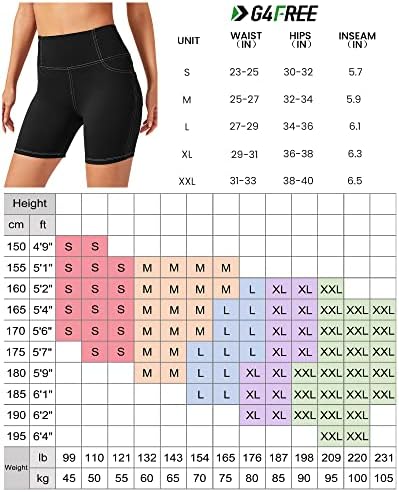 G4Free Bikerske kratke hlače za žene 5 / 8 Visoki stručni treneri joge kratke hlače sa zadnjim džepovima za ležerna teretana