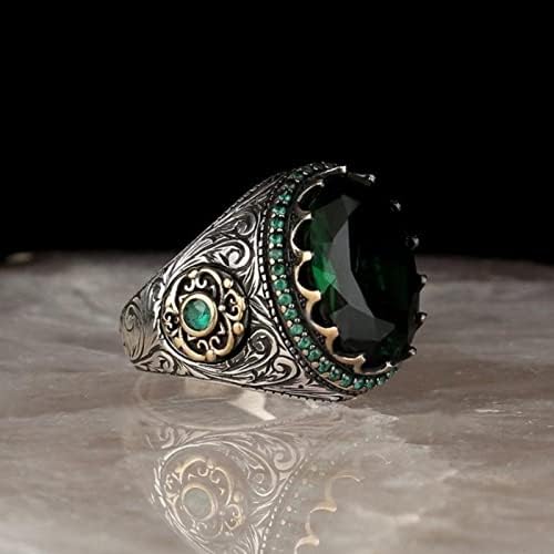 Trgovina prstenovi prsten snopovi za žene RingDiamond Saphire dijamantski Zeleni prsten prsten poklon okrugli veliki prsten od dragog