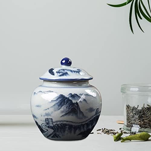 Koaius kineski stil porculan đumbir jar hram jar cvijet vaza ručno čuvanje čaja sa poklopcem za kućni ormar kuhinjski središnji ukras,