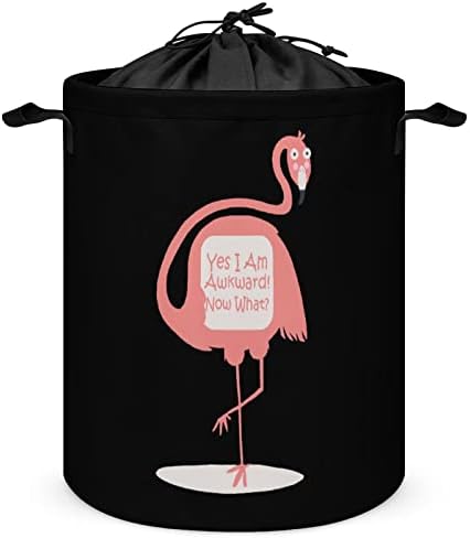 Smešne nespretne Flamingo 42L okrugla korpa za veš sklopive korpe za odeću sa vrhom za potezanje