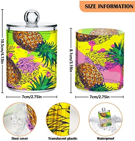 Yyzzh ananas uzorak šarene boje Splatter 4 Pakovanje QTIP-ovog držača za pamuk za kuglični jastučići FLOSS 10 oz Apoteka za kupatilo