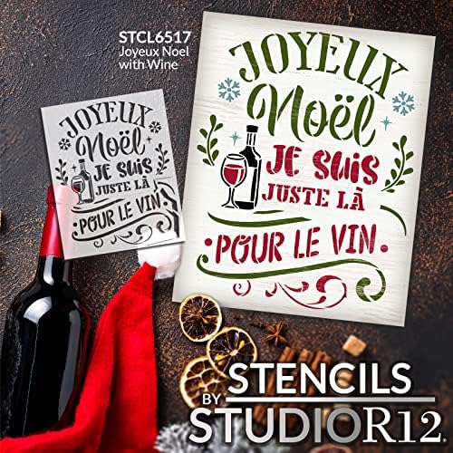 Joyeux Noel - upravo ovdje za vinski šablon od Studior12 - Odaberi veličinu - USA izrađena - zanatski diy francuski dekor za dnevne sobe | Nagib božićnog drveta