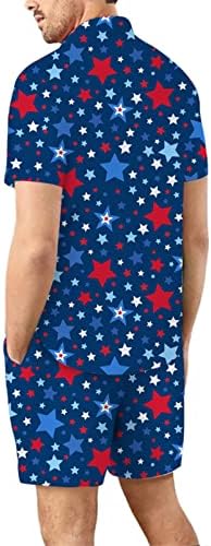 Medystore Muška stakla odijela 2 komada ljetne kratke setove odijelo američku zastavu Košulje kratkih rukava i kratkih hlača