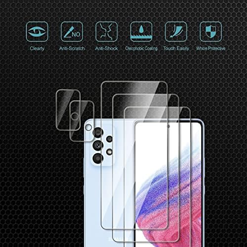 CHRINECY [3+2] Zaštita ekrana od 3 pakovanja za Samsung Galaxy A53 5G sa Zaštitnikom sočiva kamere od 2 pakovanja, kaljeno staklo