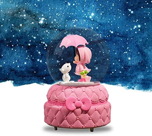 Xjjzs Girl Heart Pink Snow Lanterns Crystal Ball Music Box Student Par Poklon ukrasi Rođendan za djevojku