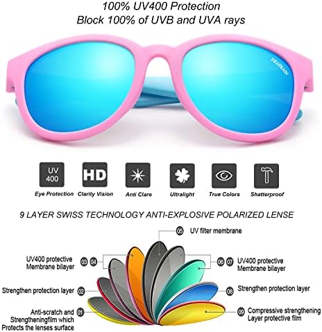 Dječije naočare za sunce polarizirani Tpee gumeni fleksibilni okvir UV zaštitne nijanse za dječake djevojčice od 5-13 godina