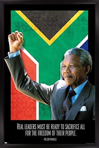Trendovi International Nelson Mandela-real Leader zidni Poster, 14.725 x 22.375 , Crna uokvirena verzija