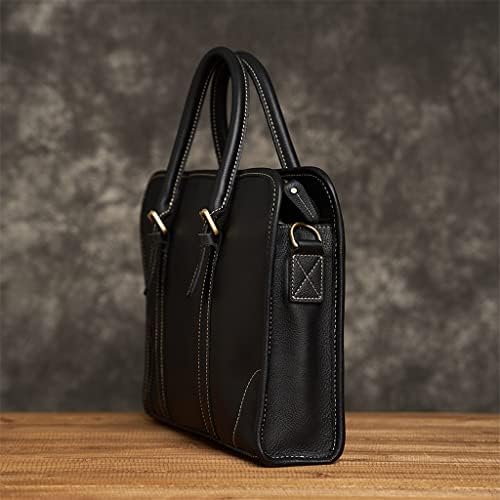 SLNFXC Poslovna aktovka Muškarci rame Ručno rađen od prave kožne torbe Black Laptop Business torbe Ležerne prilike