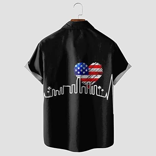 Bmisegm ljetne majice za muškarce muški Casual Američki Dan nezavisnosti Print patchwork Print Shirt kratki rukav za odrasle