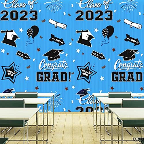 Dekoracija diplomske zabave 2023 klasa ukrasa 2023. 2 kom 6. 5X8Ft nebesko plava folija Obrubne zavjese šljokica pozadina diplomiranje