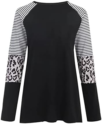 Merry Božićne ženske leopard tiskane majice za patchwork blok boja tunika Bluze okrugli vrat dugih rukava pulover tee