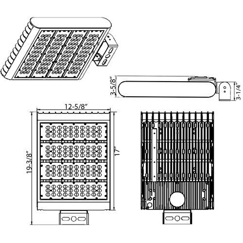 Morris 71545 300W 5000K LED ploča Polovni poplavni površinski svijetlo sa nosačem Trunion, 34000 lm, 120-277V, bronza