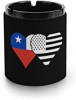 Čile i crna američka zastava kožna pepeljara okrugla cigareta pepeo za pepeo prijenosni držač pepela za uređenje kućnog ureda