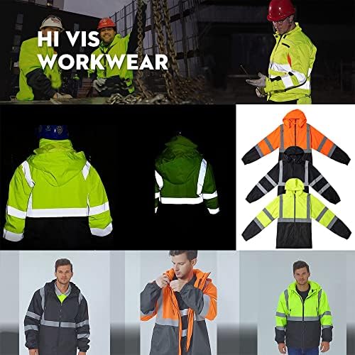 Yoweshop visoke vidljivosti reflektirajuća zimska bombaška jakna od jakne za muškarce HI Vis Građevinske jakne