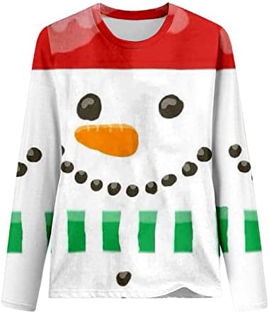 Ležerna božićna majica za žene Slim Fit smiješan dugi rukav božićni drvce za odmor snježne majice