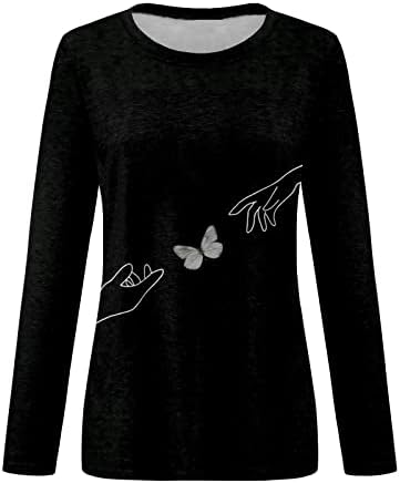 JJHAEVDY Valentines Shirts for Women, Crewneck Tops dugi rukavi duksevi Ljubav Srce grafički duksevi par majice vrhovi