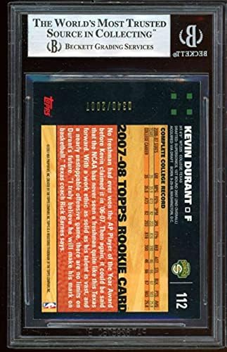 Kevin Durant Rookie Card 2007-08 Topps Gold 112 BGS 9