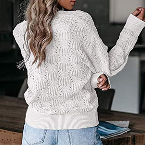 Ženski pulover s V-izrezom Duks ležerne dugih rukava s rebrastim pletenim džemper sa čvrstom predimenzioniranim pletenim rukavima
