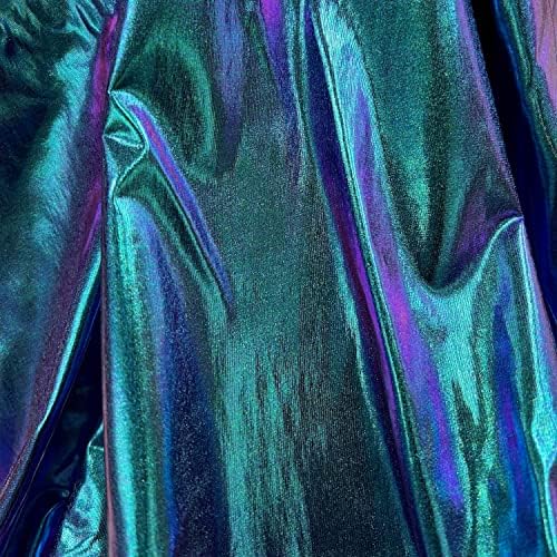 Nove tkanine Daily Finley Iridescent Green Blue Purple Mermaid 4-Way Stretch Metallic folija tkanina by the Yard - 10013, 10 metara