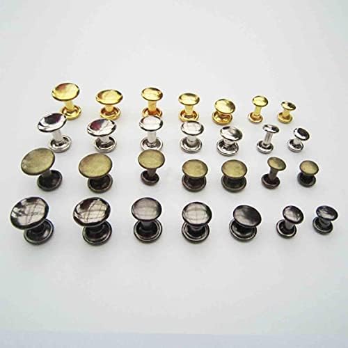 Queenbox 50pcs 10x10mm DIY kožne zakovice, željezo okrugle dvostruke puške za zakovice, kožni crta za zanatske cipele / torbe / pojasevi