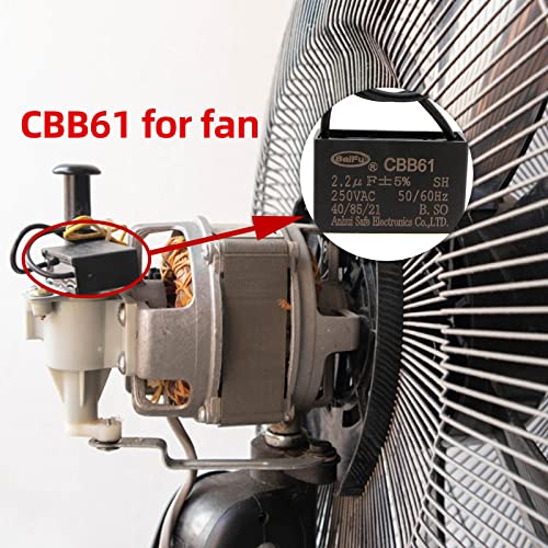 Akzytue CBB61 kondenzator 2.2 uf 250V AC Stropni ventilator 2 žica 50/60Hz Za motor pumpe sa električnim ventilatorom (2 paketa)