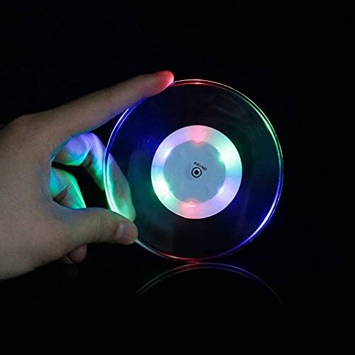 12 kom LED Cocktail Coaster, okrugli Ultra tanki LED podmetač za piće Luminous Coaster, 3.9 in Non-Slip & amp; Vodootporni prozirni