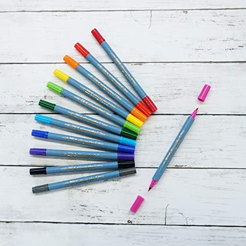 Kuretake zig calligrafy marker olovke, 12 boja, 2mm. & 3,5 mm Dual Tip markeri, AP sertifikovani, foto-sef, bez kiseline, bez lakih,
