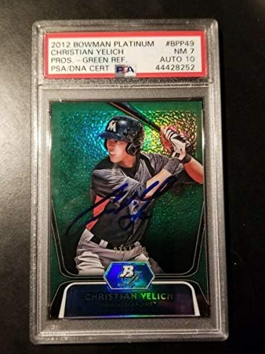 Christian Yelich 2012 Bowman Pleesect Pleeseen Potpisan RC PSA 7 auto 10 - bejzbol ploče sa autogramiranim karticama