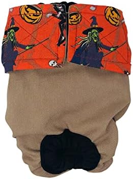 Barkertime Halloween Monster Dance na smeđoj Premium vodootpornoj peleni za mačke, XS, sa pantalonama sa rupama za rep za pišanje,