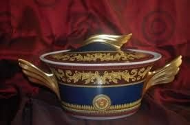 Rosenthal Versace, Ikonični heroji Velika ovalna pokrivena biljna posuda, Schüssel mit Deckel, Juha Tureen, Multi Color, 54 oz Versace,