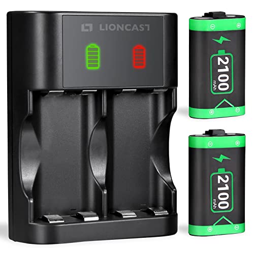 Lioncast punjive baterije za Xbox seriju X & S / Xbox One kontroler, 2,100mAh punjač baterije sa LED indikatorom, 2pcs baterije za Xbox serije X / S