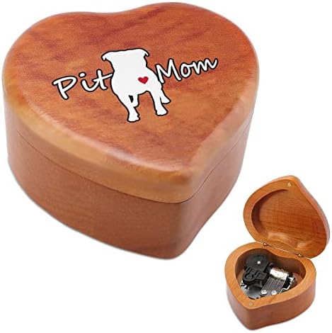 Pitbull mama Vintage Drveni sat Glazbeni sanduk box box box pokloni za ljubitelje porodice