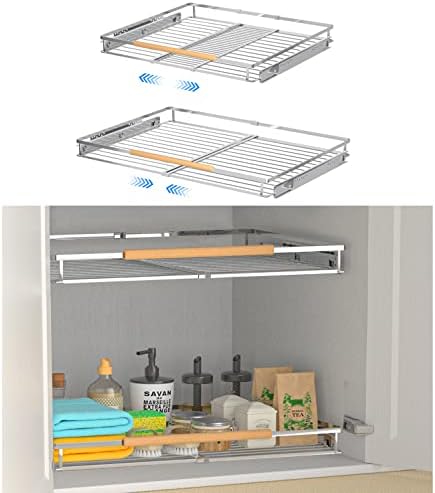 2pack proširive ladice za izvlačenje za kuhinjske ormare, police za izvlačenje ormarića za teške uslove rada, 16,3~26,3Š x 17D Podesiva
