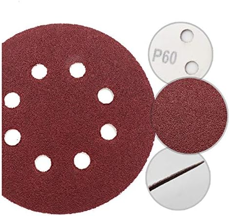 Prušni papir od metala od metala 50pcs 5-inčni 125mm 8-rupe alumina crveni brusni disk 60 do 2000 grubo pijesak